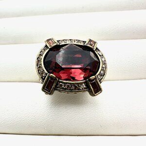 Heidi Daus Purple Crystal Bronze Statement Ring Size 6